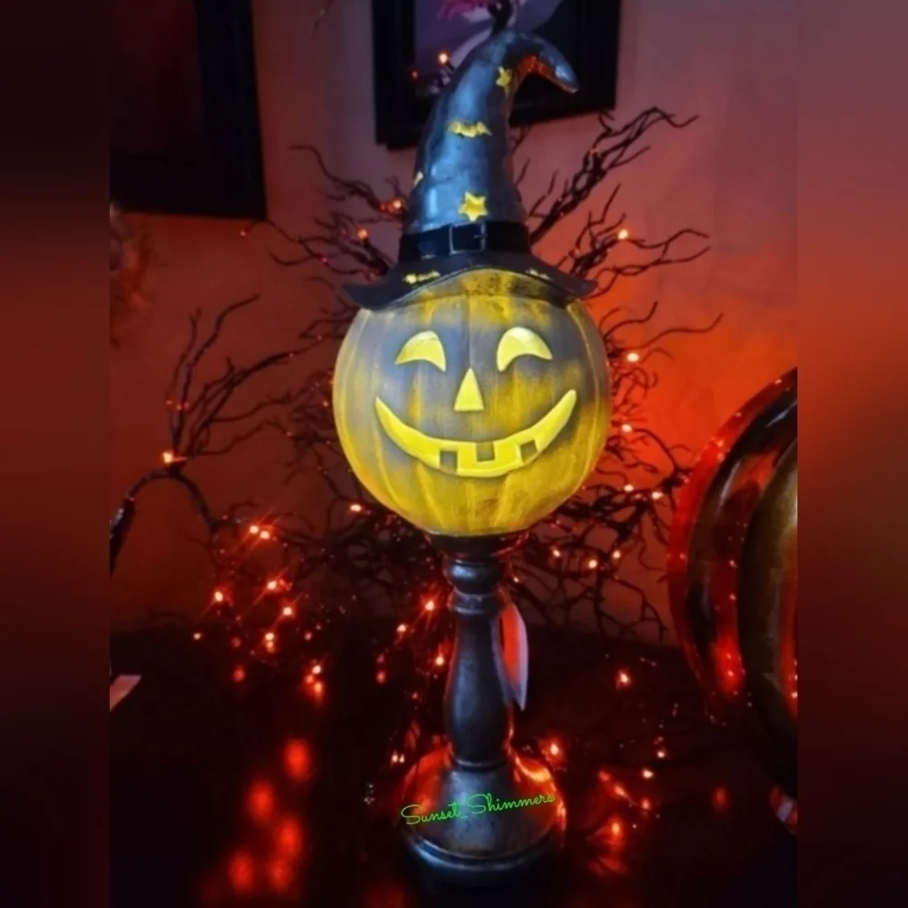 WHITE PUMPKIN HEAD JACK-O-LANTERN LIGHT UP HALLOWEEN (20